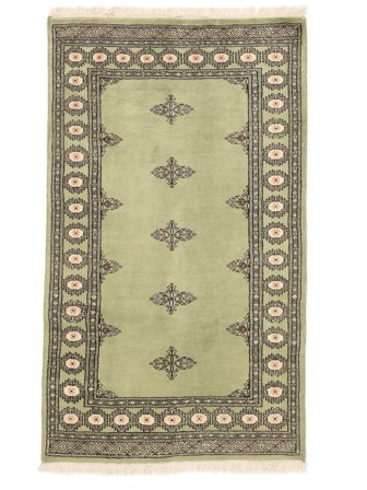 94X159 Tapete Oriental Paquistão Bucara 2Ply Castanho/Verde (Lã, Paquistão)