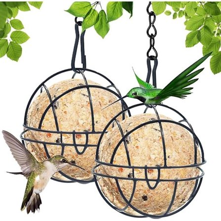 2 kugle fuglefoderhæng, lille vildfuglefoder, udendørs og