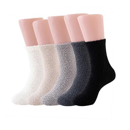 5 par koselige sokker for kvinner, vintersokker, fluffy sokker 37-43 (FMY)