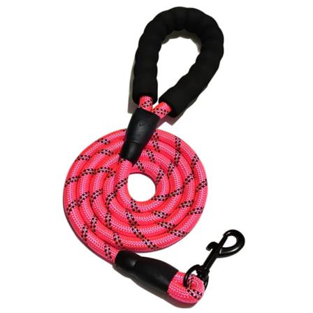 Pink Nylon Hundeline med Polstret Håndtag, til Daglig Gåtur og T