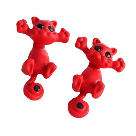 Örhängen Par Djur Katt Formad Strass Röd