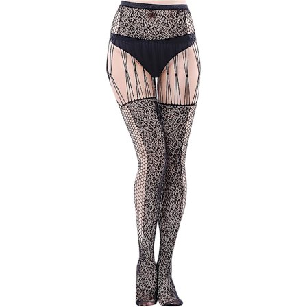 Kvinnors nätstrumpor, höga, genomskinliga, strumpbyxor, hängslen, strumpbyxor, sexiga