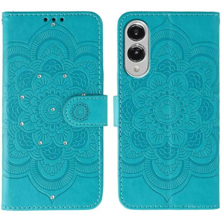 Samsung Galaxy S25 Edge -kotelo, strassikoristeinen PU-nahkainen Mandala-kuvioitu puhelinkotelo