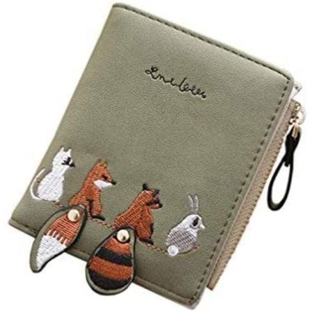 Skoveske med glidelås i PU-skinn for kvinner grønn