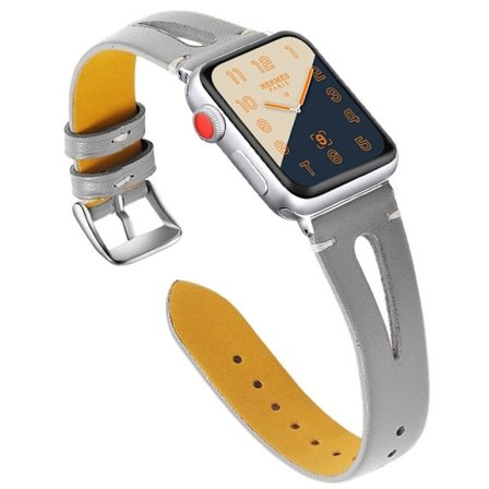 Apple Watch Series 4 44mm hul ekte skinn klokke band - Grå