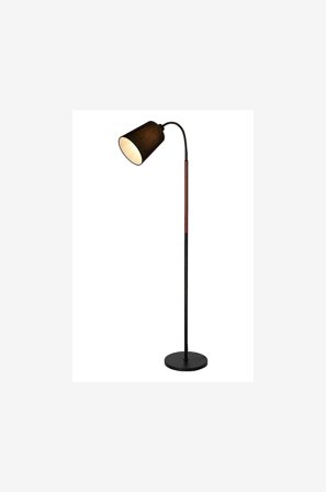 Aneta Lighting - Gulvlampe Ljusdal sort/valnød m/skærm - Sort - Gulvlamper - Fra Homeroom
