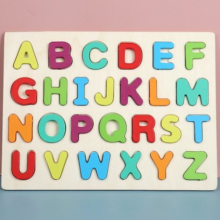Træ alfabet og tal puslespil læring brætspil pædagogisk legetøj gave til børn