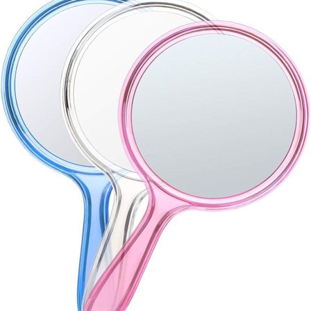 Dubbelsidig handhållen spegel med handtag 2X förstoring kosmetisk set om 3