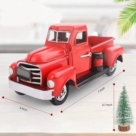 Jule Metall Truck Ornament Julegave Retro Rød Truck Jule Ornament Pickup Truck