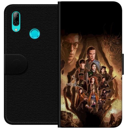 Kompatibelt Lommeboketui til Huawei P smart 2019 Gruppportrett av heltene i Stranger Things med et mørkt fantasy-miljø og en truende skapning i bakg