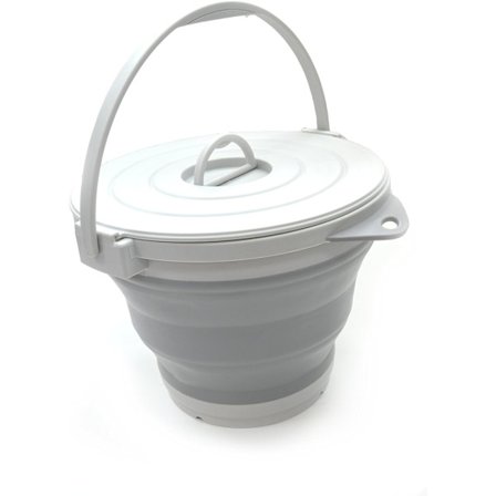 10L Sammenleggbar Fiskebøtte med Låsbar Lopp - Sammenleggbar Rund Bøtte - Bærbar Plastvannbøtte - Plassbesparende Utendørs Vannbeholder