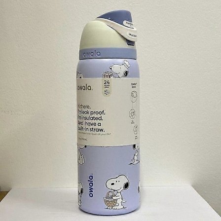 Ny Snoopy Owala 24/32oz Blå Vattenflaska Rostfritt Stål M