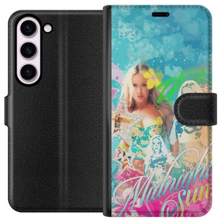 Yhteensopiva Lompakkokotelo Samsung Galaxy S23 Seikkailumaailma Steve, Creeper ja eläimillä värikkäässä palikkagrafiikassa