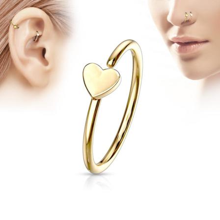 Hjärtformad Piercingring I Guldfärgad 316l Kirurgiskt Stål