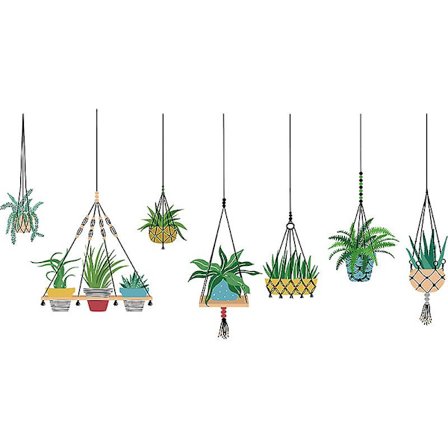 Planter Vægoverføringsbilleder Grønne Blade Vægoverføringsbilleder til Stue, Potteplanter Vægoverføringsbilleder Hængende Bonsai 