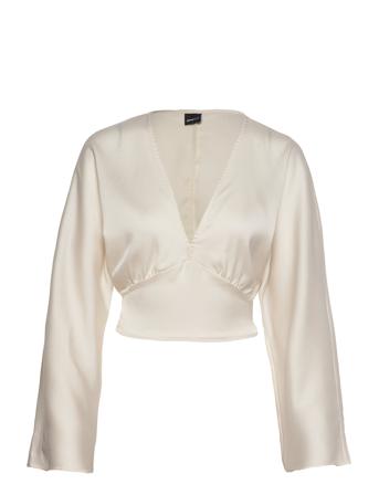 Juniper Blouse Crop Tops Long-sleeved Crop Tops Creme Gina Tricot