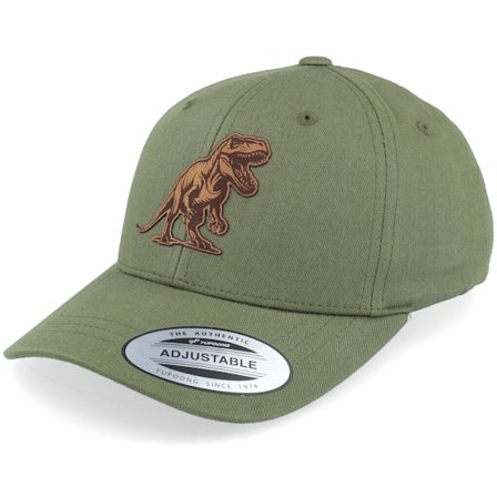 Kiddo Cap - Groen adjustable Cap - Kids T-rex Dino Brown Patch Olive Adjustable @ Hatstore