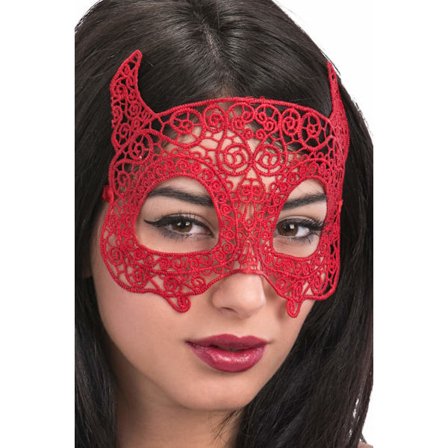 Ansiktsmask - Devil mask in red Fabric Macrame