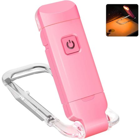 USB Oppladbar Boklampe for Nattlesing i Sengen, Clip-On LED Leselys (Rosa)