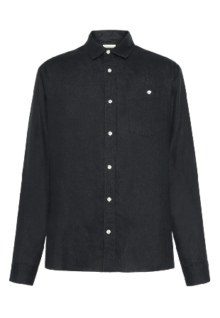 Knowledge Cotton Apparel Regular linen shirt Skjortor Herr Svart M
