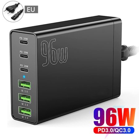 Snabb multipel USB-laddare, multi USB C-laddare【3USB-C + 3USB-A】 9