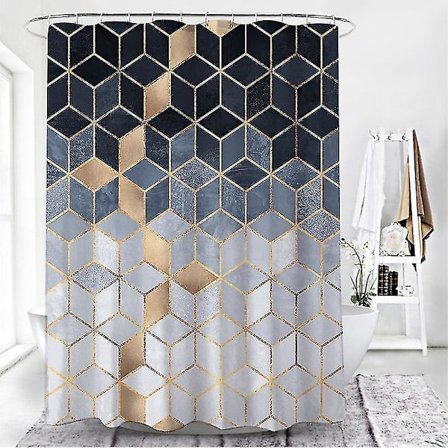 Geometrisk grön marmor duschdraperi 180 x 180 cm (4) Duschdraperi polyestertyg mögelbeständig Wat