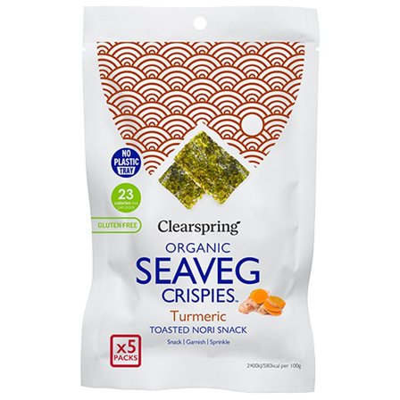 Clearspring Seaveg Crispies Gurkemeje Multipack Tang Chips Ø 5x4 g, Helse & Madvarer, Snacks, Chips & Kiks