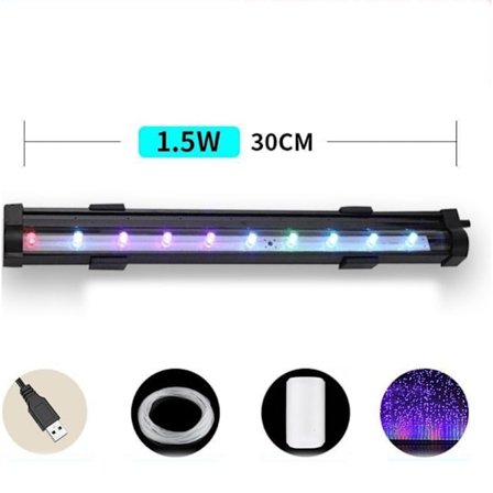 Vandtæt LED-akvarielys med farveskift, luftboblelys til ferskvands- og saltvandsakvarier 30c