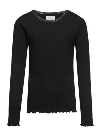 T-Shirt Ls T-shirts Long-sleeved T-shirts Svart Creamie*Betinget Tilbud