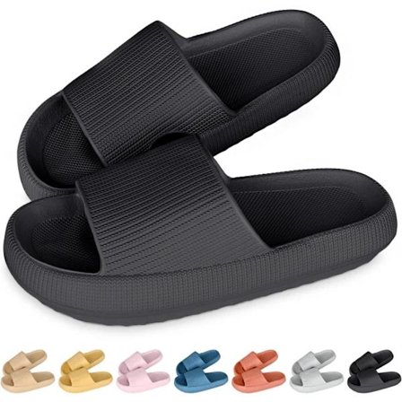 【PP】Cloud Sliders Dame Herre Sliders Tøfler Basseng Sliders Sommer Flip Flop Dusj Badekudde Sliders Tøffel Svart 4/5 UK