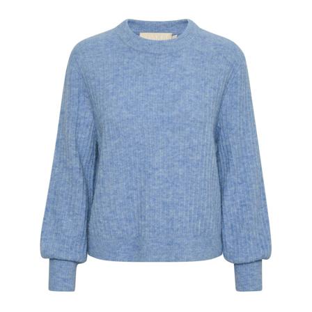 Soaked in Luxury Soaked In Luxury Slanina Ribbed Crewneck Pullov Strik 30406455 Allure Melange Blå, Dame Striktrøjer