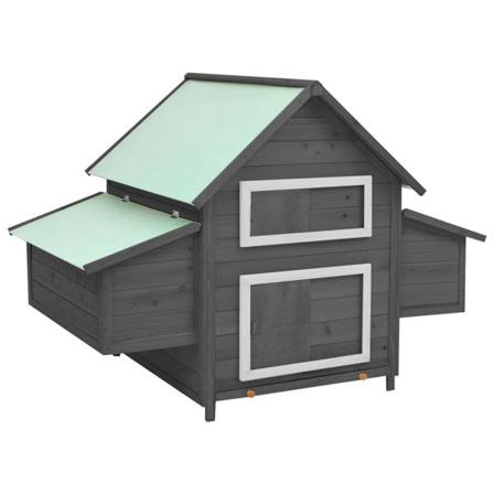 Vidaxl Hönshus Grå Och Vit 152x96x110 Cm Massivt Granträ Grå