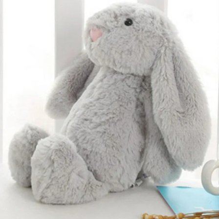 Jellycat Kosedyr, Jellycat Bashful Bunny Kosedyr, Plysjleke med myke, fluffy ører – 33 cm grå