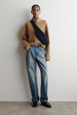 COS Women's Swing Crossbody - Suede Bag in Blue