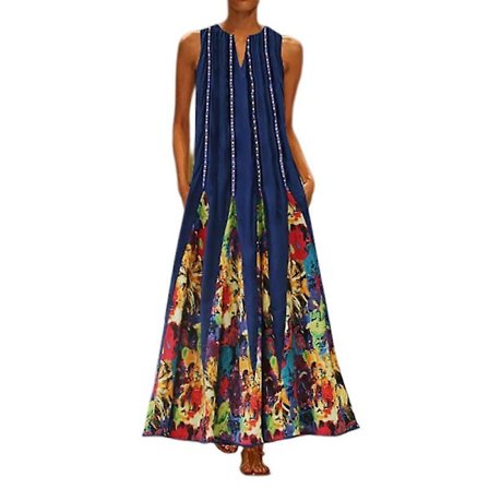 Damekjoler Casual Forår Dame Plus Size Printet Daglig Casual Ærmeløs Lang Kjole