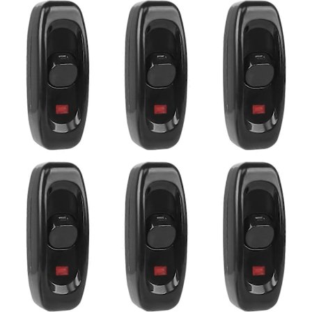 6 stk. Lampeafbryder, vippekontakt 250V 10A Ledningskontakt Mellemafbryder med LED-indikator (Sort) (LGL)