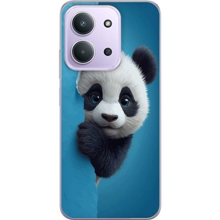 Kompatibelt Mobilskal till Xiaomi Xiaomi Redmi 15C Söt panda som tittar fram genom papper i mjuk 3D-illustration