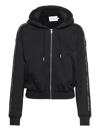 Logo Tape Zip-Through Hettegenser Genser Svart Calvin Klein Jeans