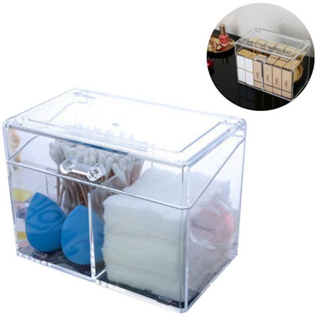 Bomuldsrondelholder dispenser vatrondeller og vatpinde opbevaring med låg rund transparent akryl bomuldsorganisator