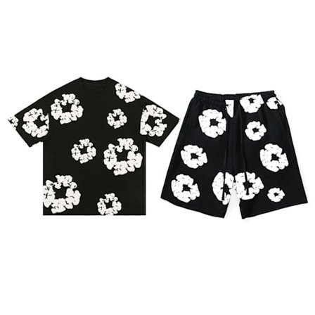 Denim Tears sommersæt til mænd, kortærmet, sort