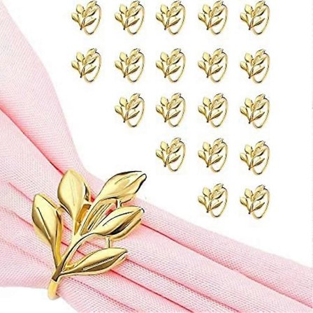 20 stk Gull Løv Servietringer - Gull Servietring For Bordsservietter - Høytids Servietringer Høstservietter