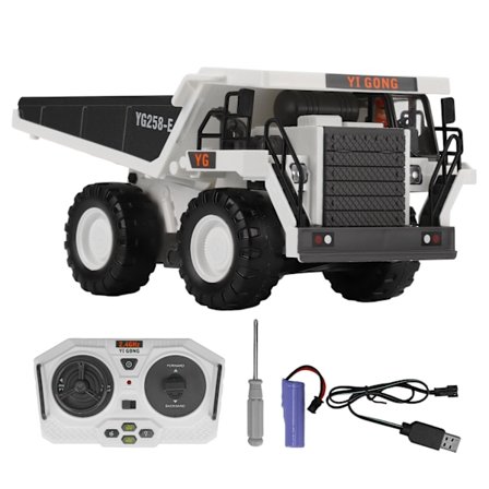 RC Tippbil 2,4Ghz Simulert Signalstabilitet Hvit RC Byggebil Lekebil for Barn