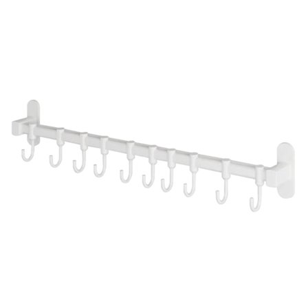 Veggmontert redskapsstang Enkel skyve-rom Kjøkkenstang i aluminium med kroker for kjøkkenredskaper Skedder 10 krok 60cm/23.62in