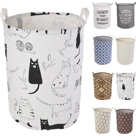 19,7" Foldbar Vasketøjskurv – Vandtæt Opbevaringskurv i Bomuldslinned med Håndtag