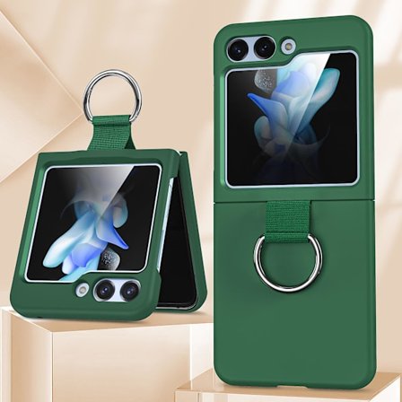 Slim fodral kompatibel med Samsung Galaxy Z Flip 5 med ringhållare genomskinligt hårt PC-baksida Z Flip 5-fodral