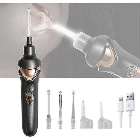 Elektrisk ørerenser og næsesuger til voksne og børn - Otoskop med stærk sugeevne til skånsom fjernelse af ørevoks og næseslim