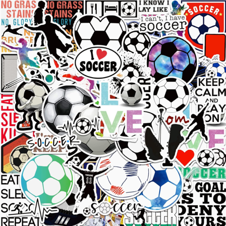 Fotballklistremerker | 100 stk Fotball Vanntette Vinylklistremerker for Vannflasker Bærbar PC Bil Bagasje Kopp Datamaskin Mobiltelefon Skateboard 