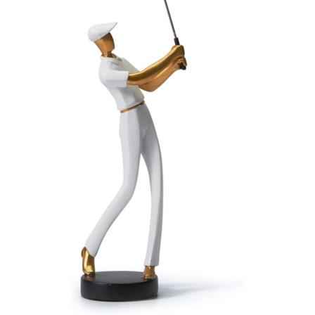 Golfare Figur Staty Dekor Golf Skulptur Harts Gift Vit
