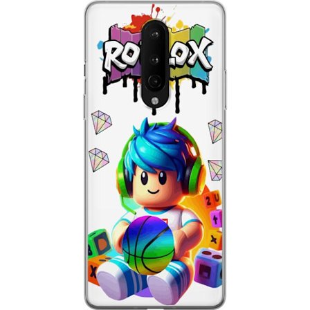 Yhteensopiva Puhelinkuori OnePlus OnePlus 8 Värikäs Roblox-kuvitus pelihahmolla, leluilla ja energialla, täydellinen pelifaneille ja moderniin tyyl