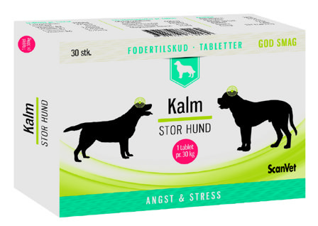Kalm Tabletter til Stor Hund, 30 stk - Velegnet Mod Stress og Utryghed